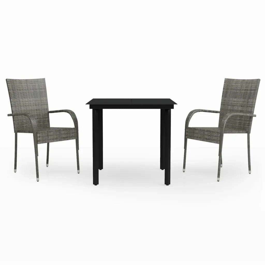 Set da Pranzo per Giardino 7 pz con Cuscini Grigio e Nero 3099389
