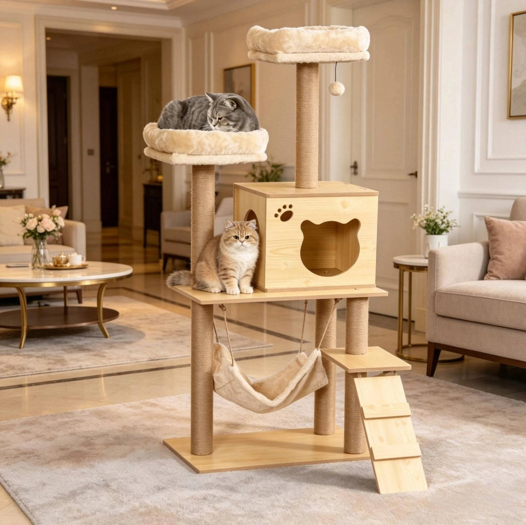ALBERO GATTO Tiragraffi 60x40x130 cm Beige e Marrone