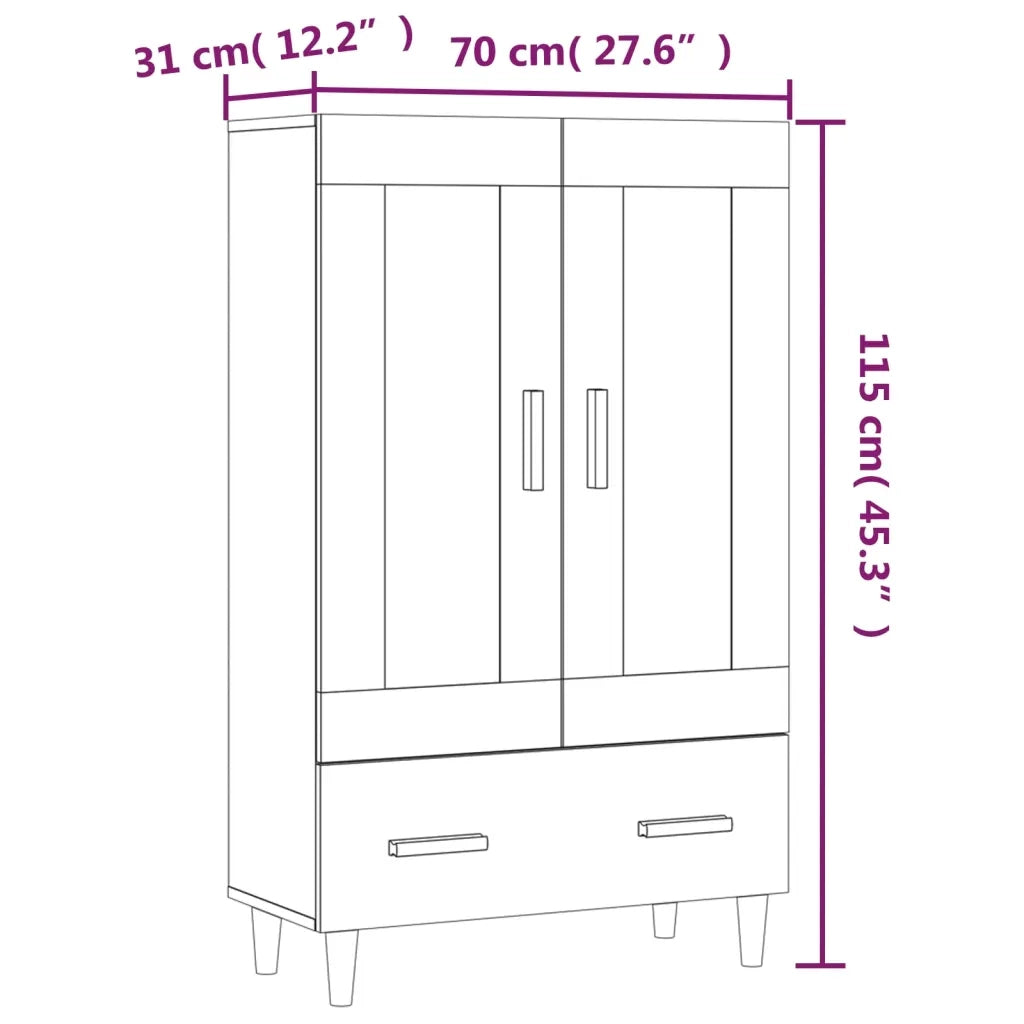 Credenza | Madia | Buffet da pranzo | Armadio da pranzo Rovere Fumo 70x31x115 cm in Legno Multistrato