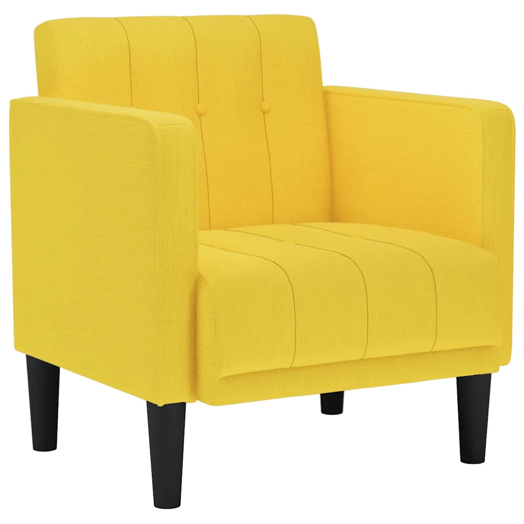 Divano Poltrona | Sedia con Braccioli Giallo Chiaro 53 cm in Tessuto