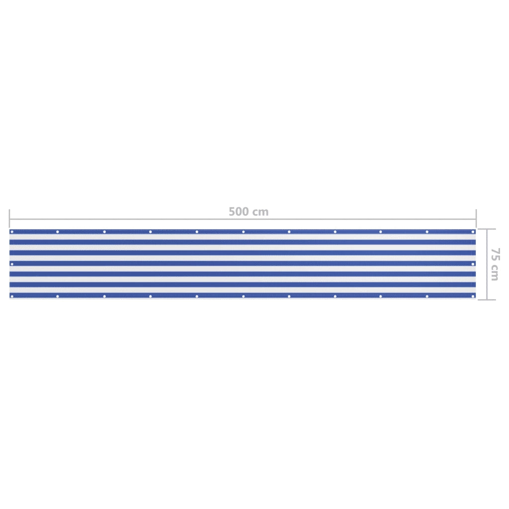 Schermo da balcone | Paravento Balcone Bianco e Blu 75x500 cm Tessuto Oxford
