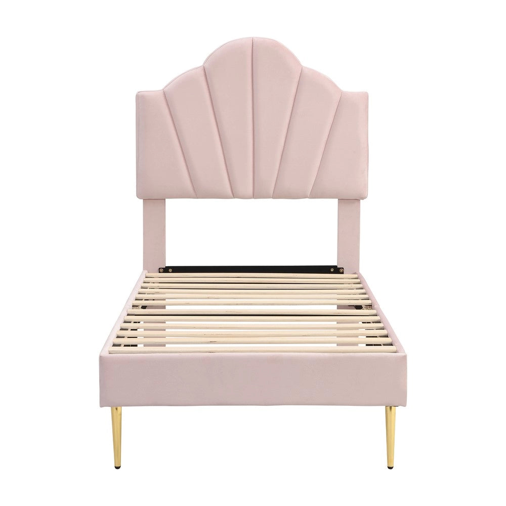 Letto Imbottito con Testiera Regolabile e Panca Contenitore ¨C Xylo ¨C Velluto Rosa 90x200