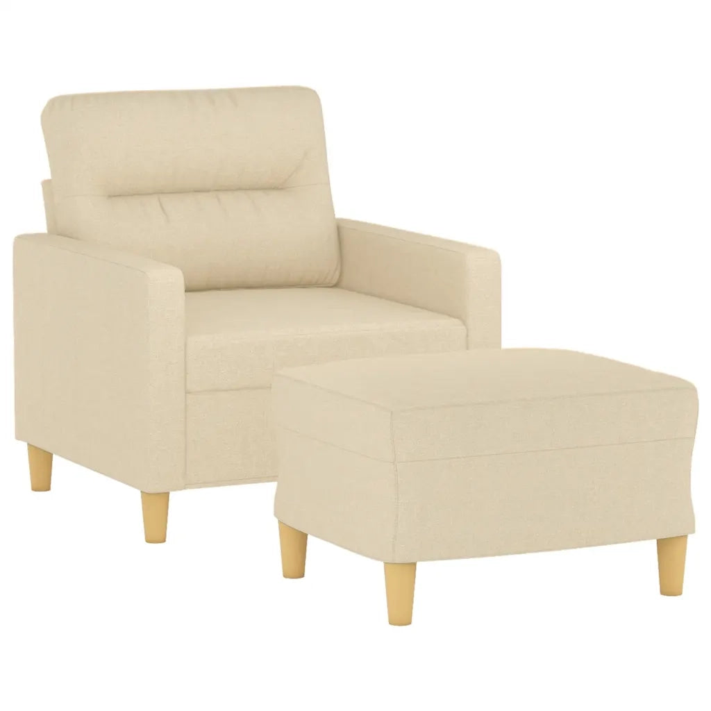 Poltrona | Sedia Relax con Poggiapiedi Crema 60 cm in Tessuto