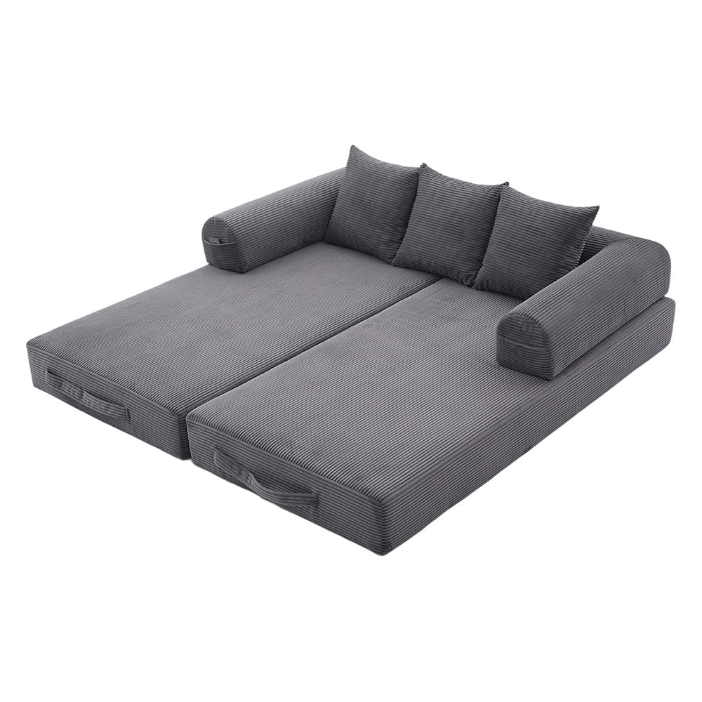 Divano pieghevole - Xylo - Struttura metallica, 3 cuscini, grigio scuro