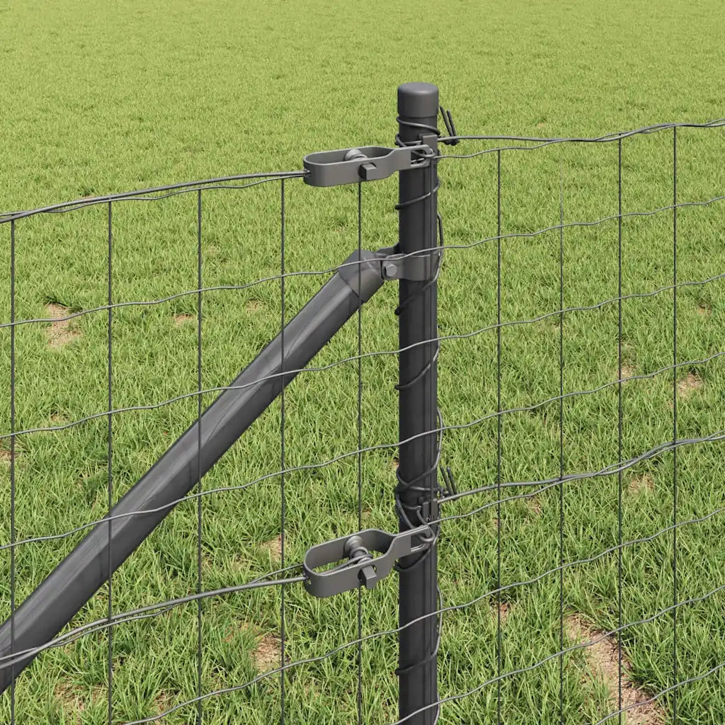Recinzione con Posto Grigio 0,6 x 25 m Acciaio e PVC