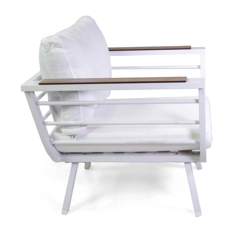 Salotto alluminio Riverside bianco (bracciolo in hpl) 3 pezzi