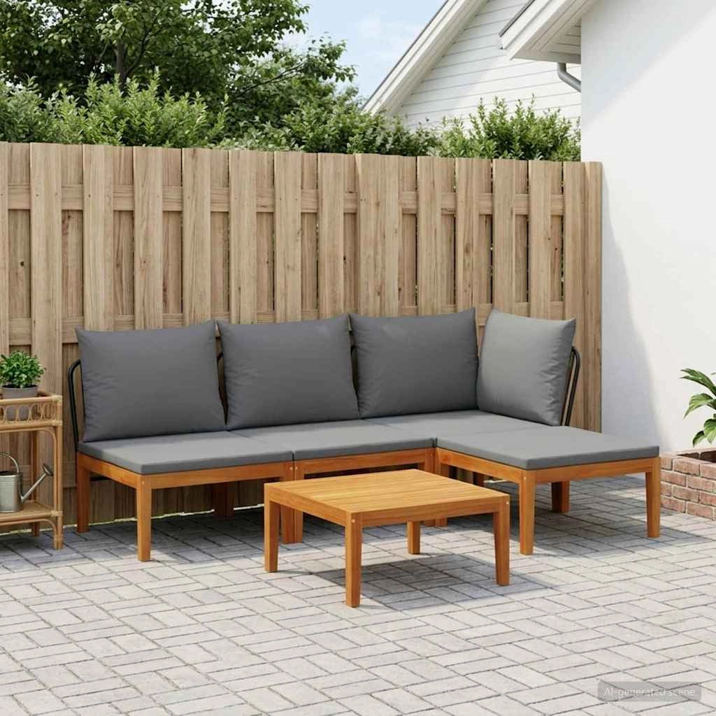 5 pz Set da Giardino con Cuscini Naturale 3407735