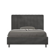 Letto una piazza e mezza contenitore imbottito 120x200 microfibra grigio Agueda