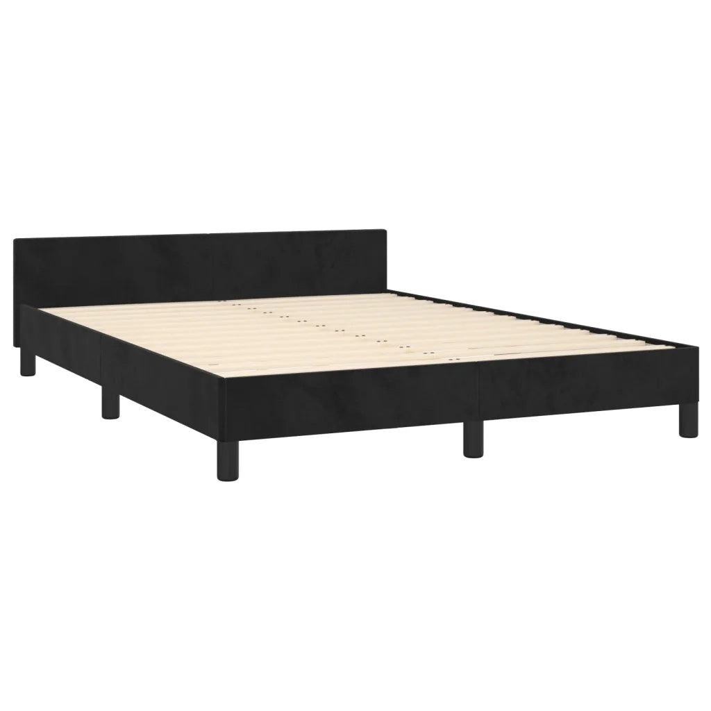 Letto matrimoniale | Letto per adulti | Giroletto senza Materasso Nero 140x200 cm in Velluto