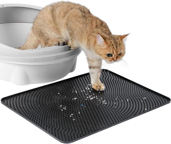 Mat di Letame per Gatti - Materiale EVA Idrorepellente, Facile da Pulire e Lavabile (Nero)