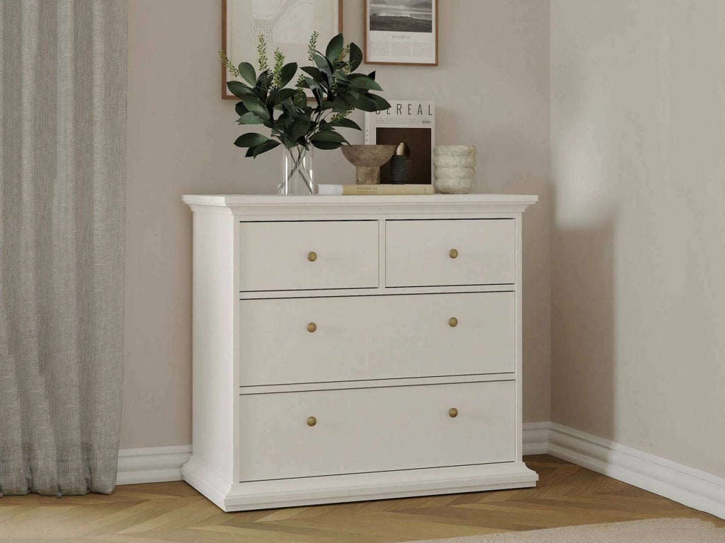 Cassettiera Arika, Settimino multiuso, Comò camera da letto, Mobile con cassetti, 96x49 h87 cm, Bianco