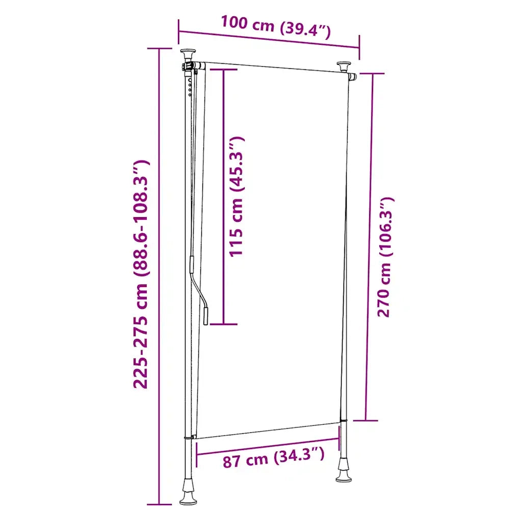 Tenda a rullo | Tenda avvolgibile Esterno Blu e Bianca 100x270cm Tessuto e Acciaio