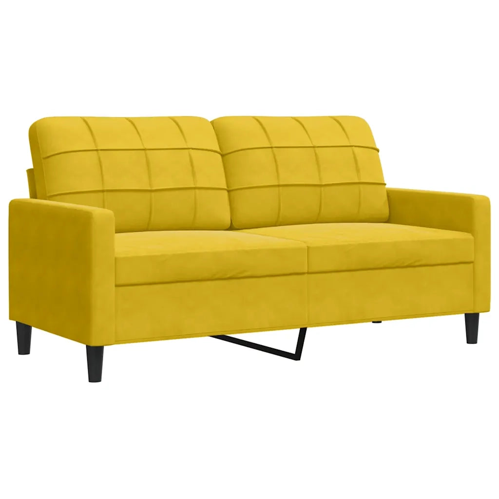 Set di Divani 3 pz con Cuscini e Rinforzi Giallo in Velluto