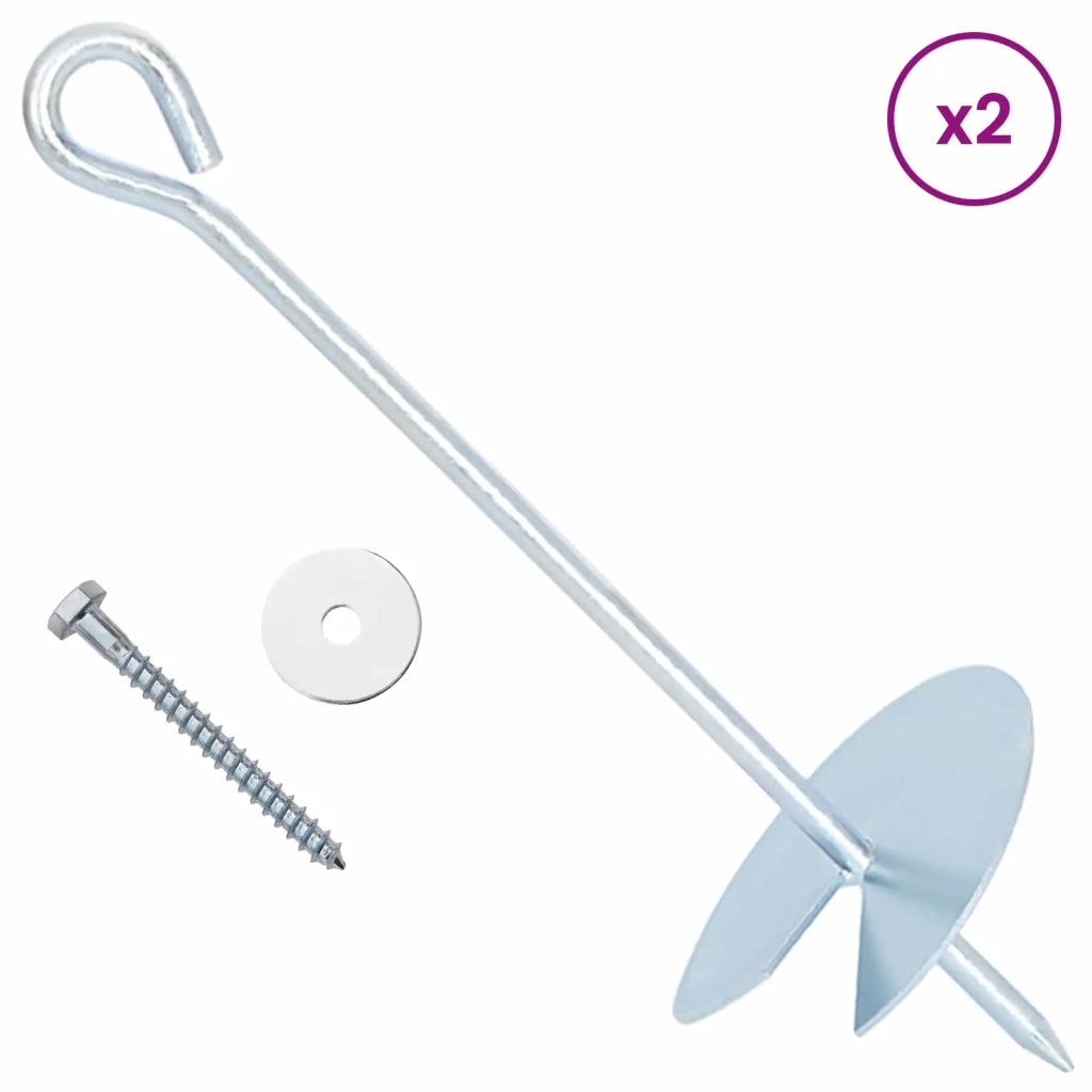 Ancora per Terra 2 pcs Argento Ø10 x 30 cm Metallo Galvanizzato 42052416