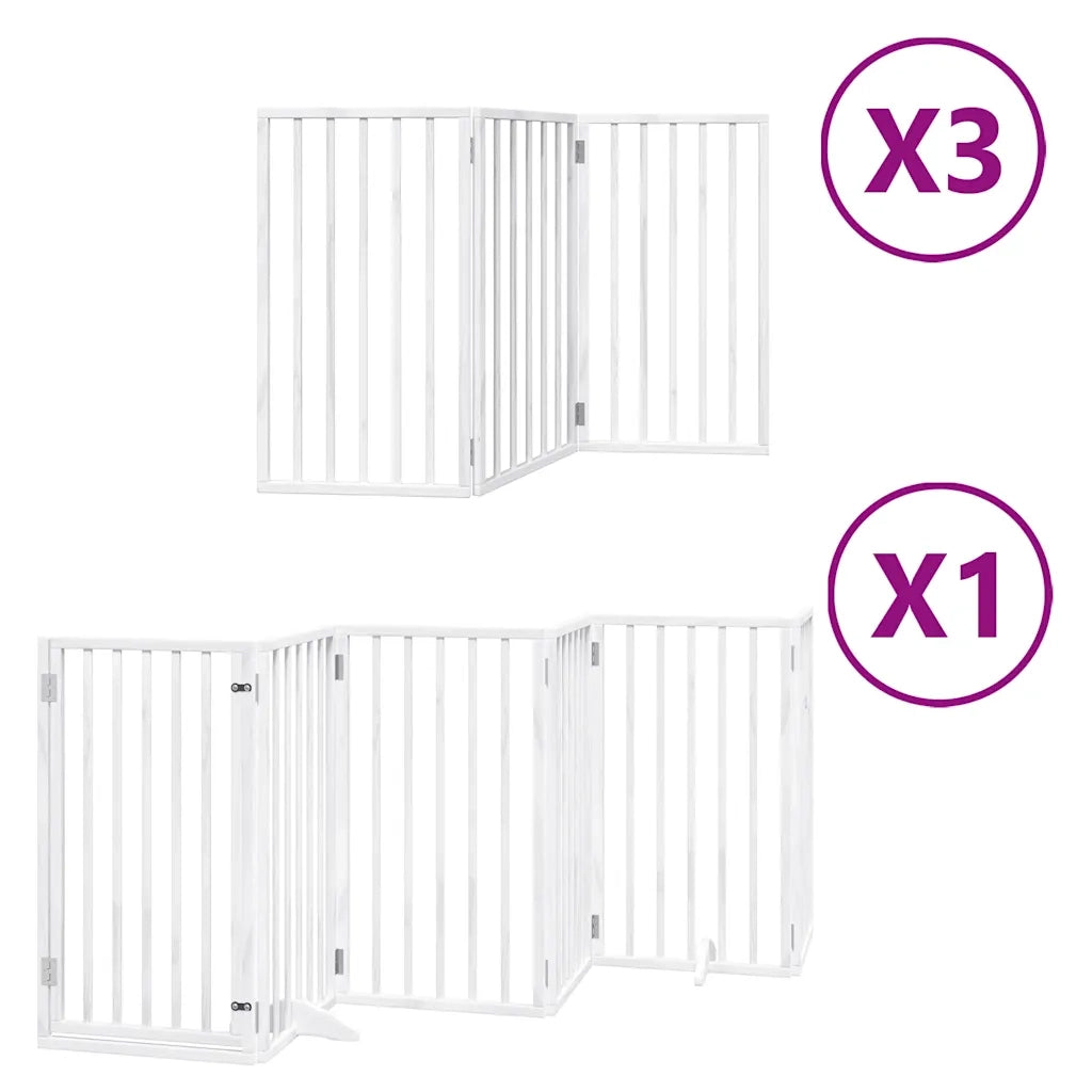 Cancello Cani Porta Pieghevole Bianco 15 Pannelli 750 cm Pioppo 3155540