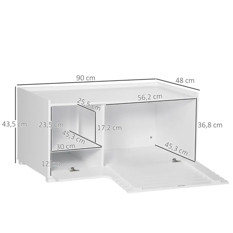 Armadio per gatti 2-in-1 con 2 ripiani, porta magnetica, bianco