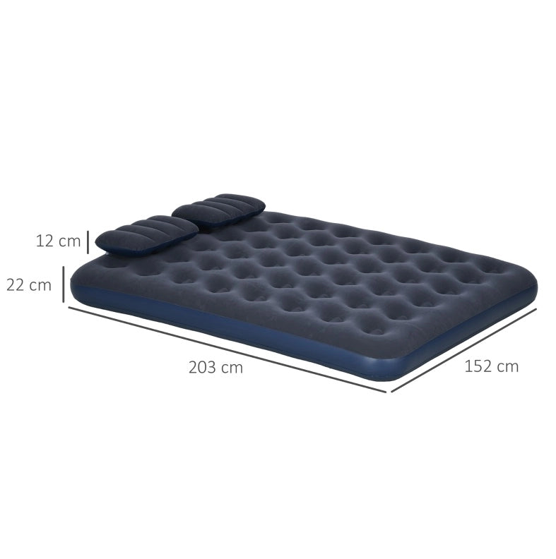 Materasso gonfiabile matrimoniale blu 203x152x22 cm con pompa