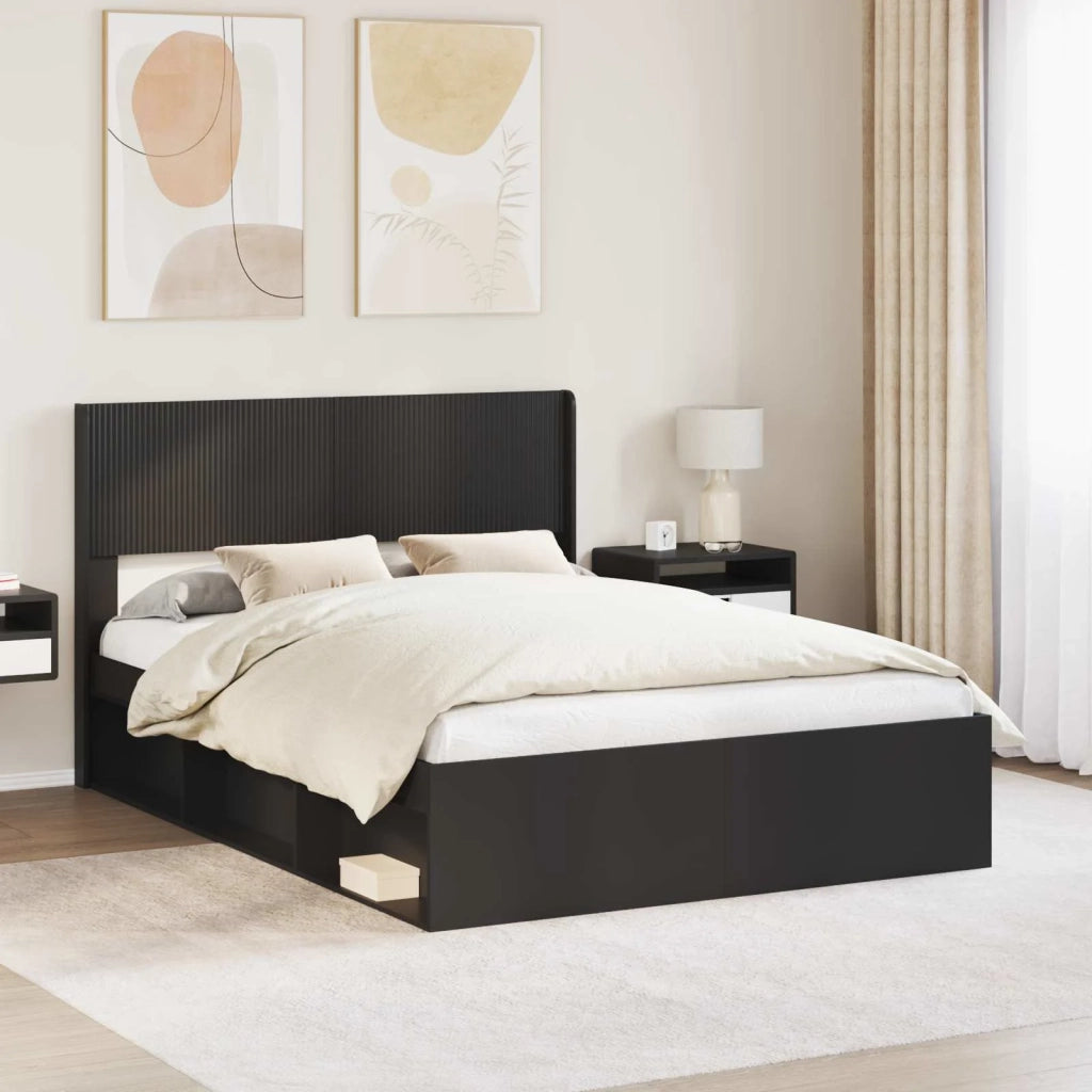 Struttura del letto con stoccaggio e testata Nero 160 x 200 cm 3414188