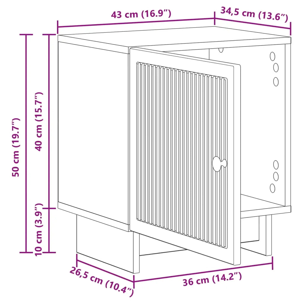 Comodino | Armadio da Notte | Mobiletto da notte Nero 43 x 34,5 x 50 cm Legno ingegnerizzato