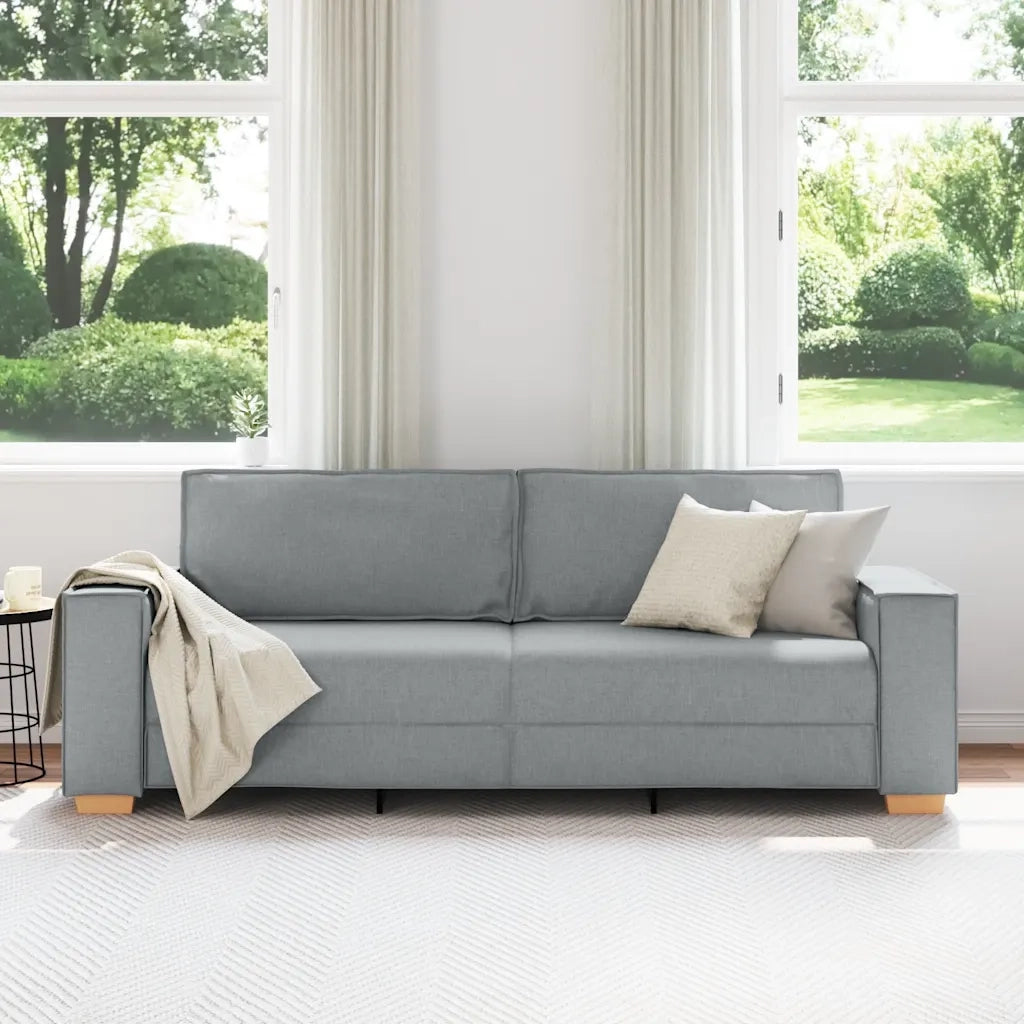 Divano a 3 Posti-Sofa 3 Posti Grigio Chiaro 180 cm Tessuto