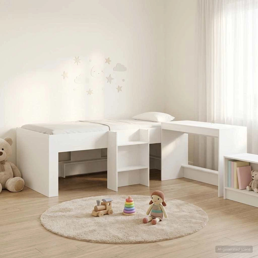 Letto alto per bambini con scrivania 2 pz Bianco 3423470
