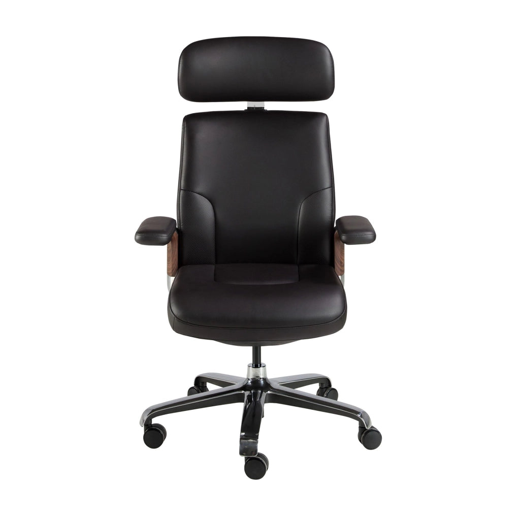 Sedia girevole da ufficio in similpelle nera