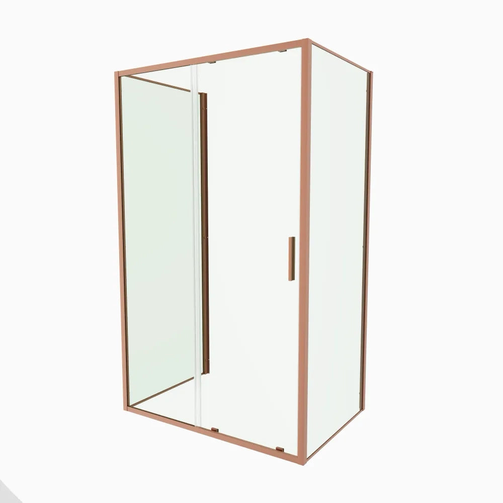 Box doccia tre lati 70x120x70cm con porta scorrevole profili rame spazzolato vetro 6mm trasparente anticalcare h190| Portofino