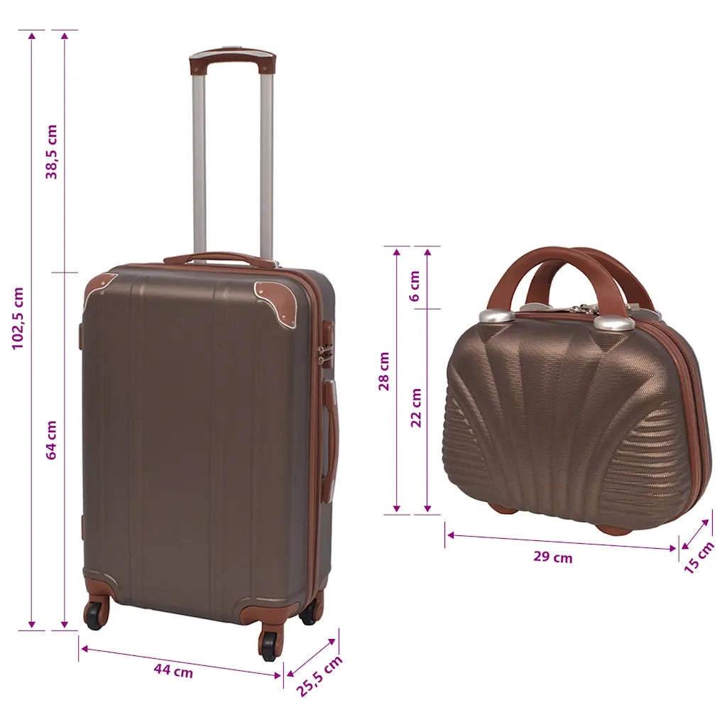 4 Pz. Set di Trolley Rigidi Color Caffè 91194