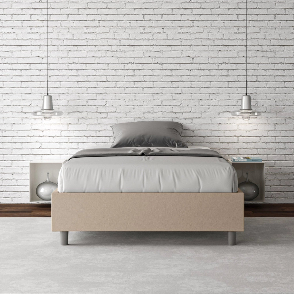 Letto Matrimoniale Extra Large Sommier 200x210 cm con Rete Azelia Tortora