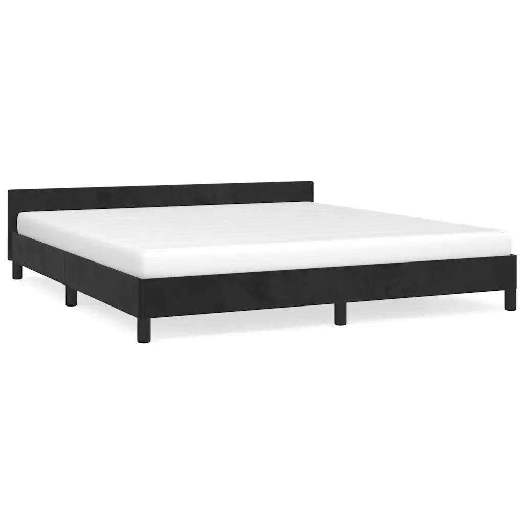 Letto matrimoniale | Letto per adulti | Giroletto senza Materasso Nero 160x200 cm in Velluto