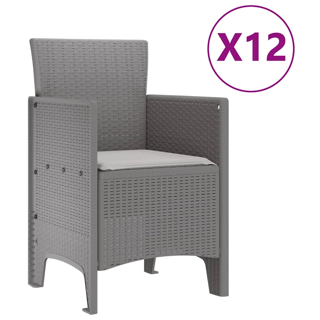 Set da Pranzo per Giardino 13 pcs Grigio chiaro Poly Rattan