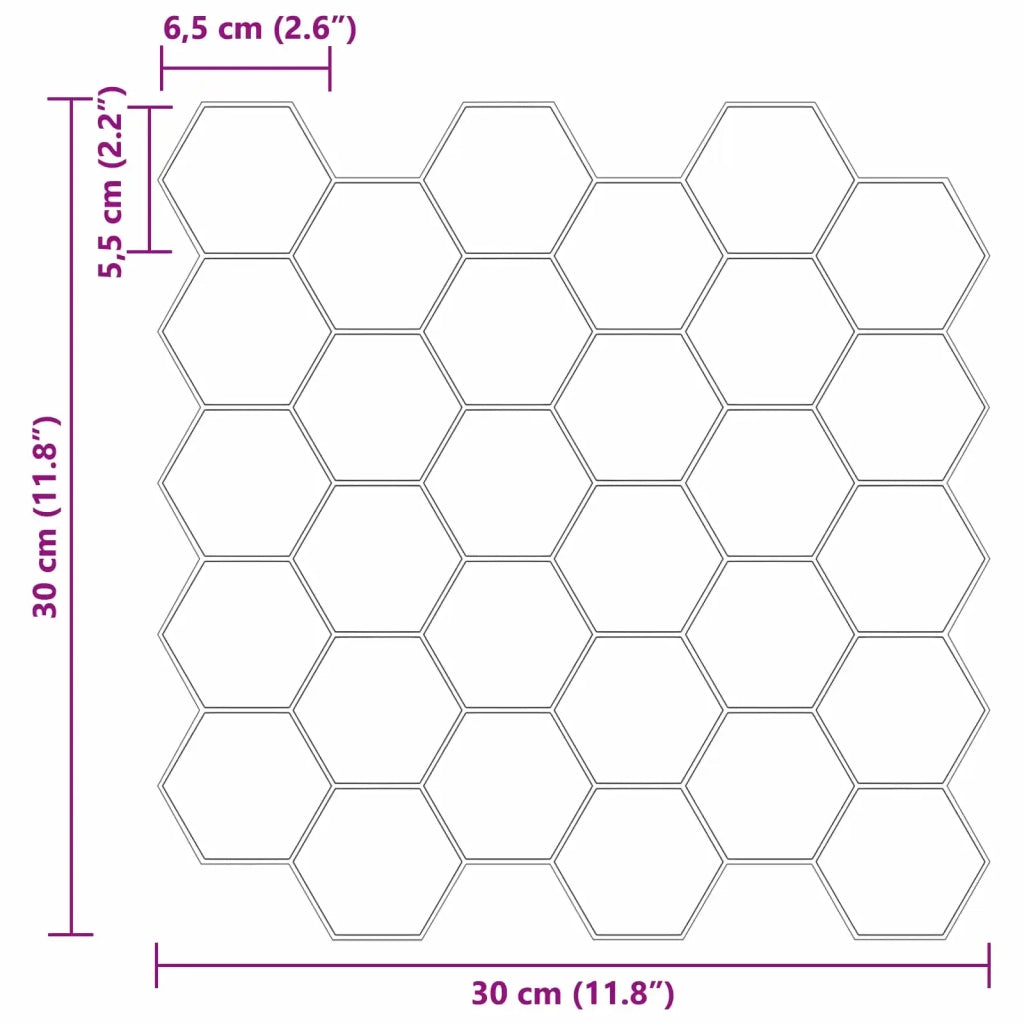 Piastrella Esagonale 10 pcs Nero 30 x 30 cm Poliuretano e PET 42046231