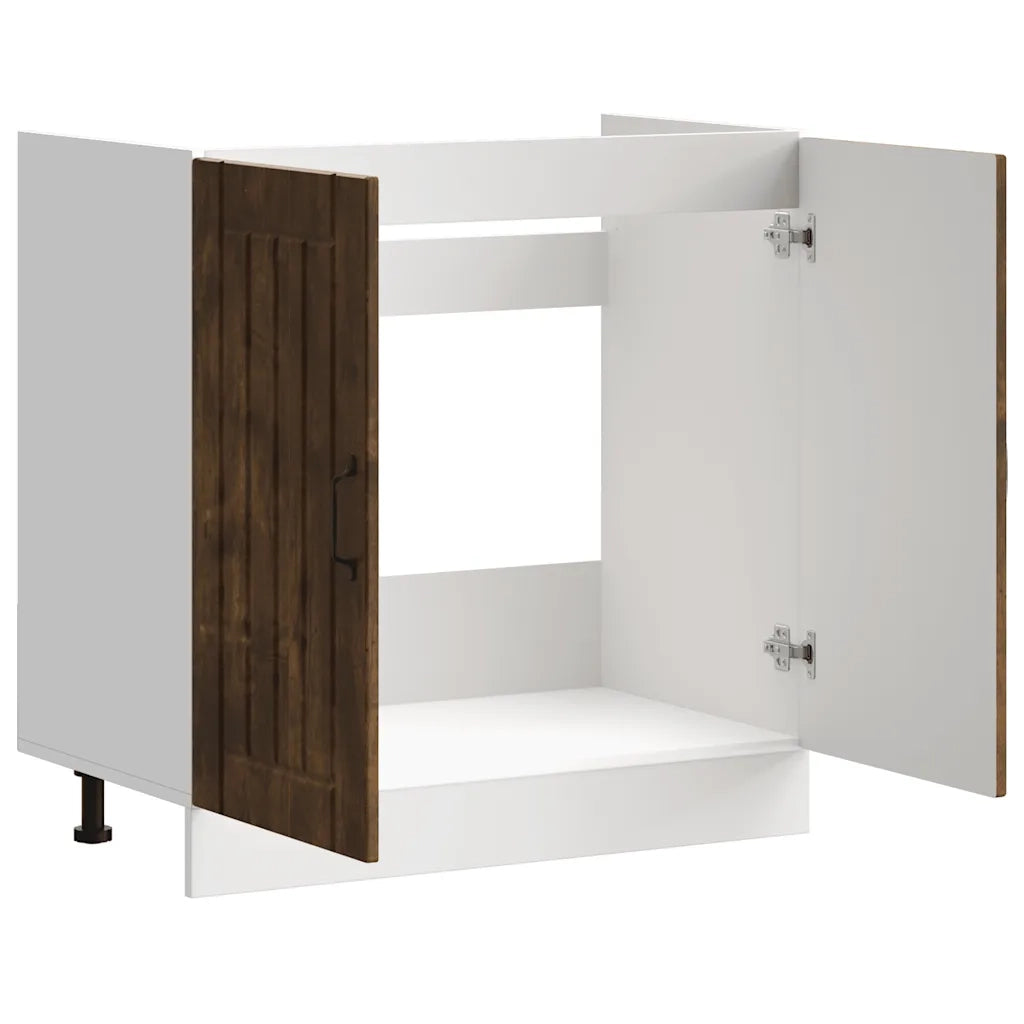 Mobile Base Lavello Lucca Rovere Fumo in Legno Multistrato 853692