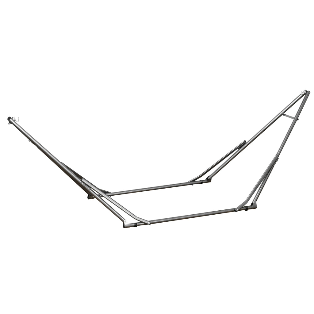 Supporto pieghevole 2 in 1 per amaca e appendiabiti, portata fino a 120 kg, dimensioni 290 x 92 x 88 cm, ideale per giardino e patio.