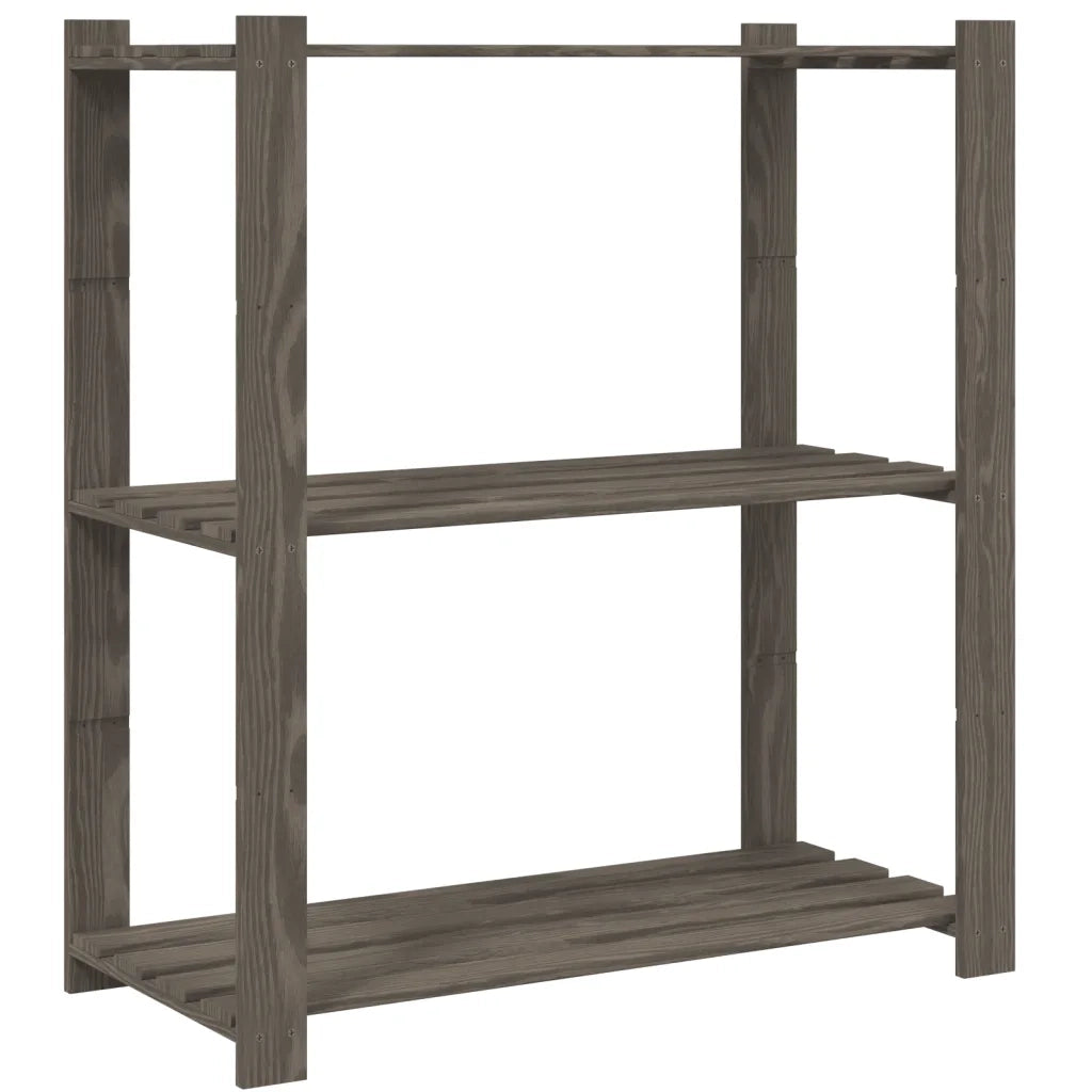 Scaffale a 3 Livelli Grigio 80x38x90 cm in Legno di Pino CFW9236601