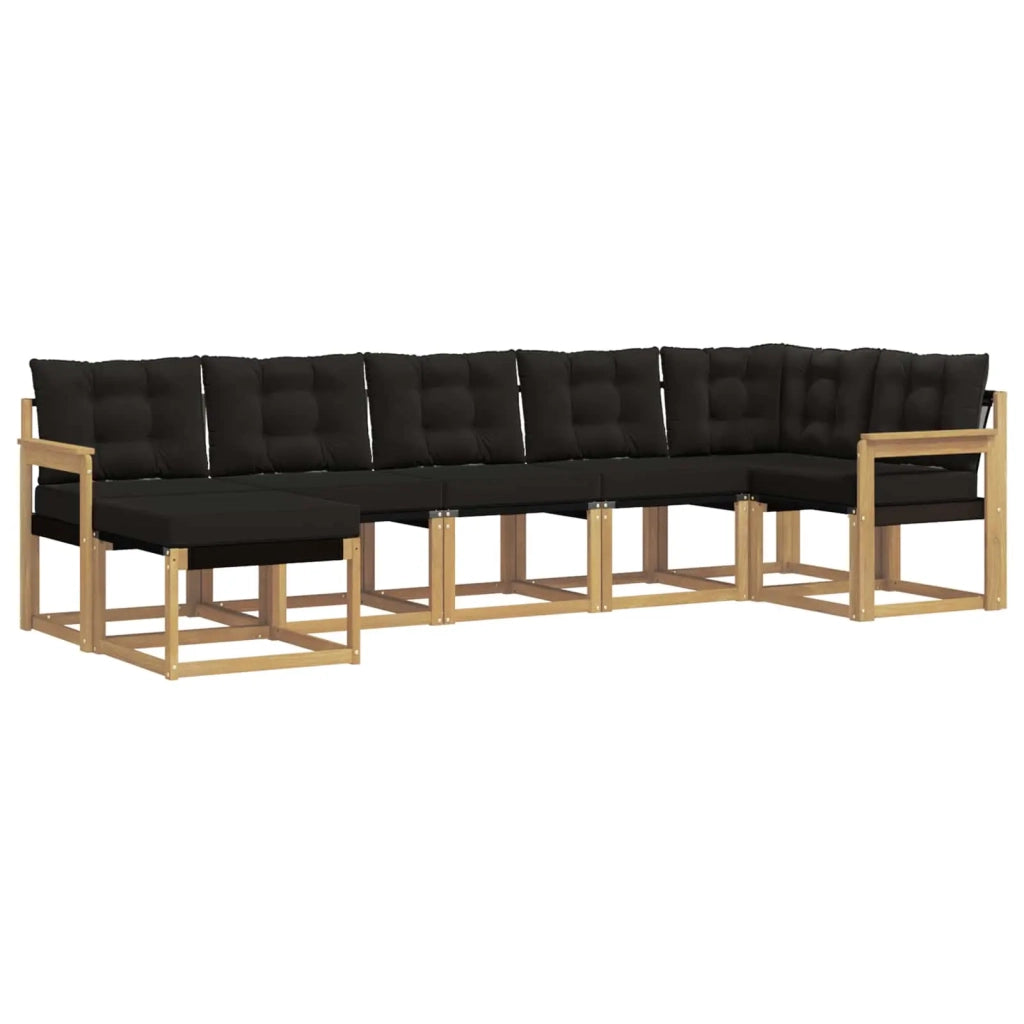 Set di divani da esterno con cuscino 7 pcs Bianco e Nero 3389686