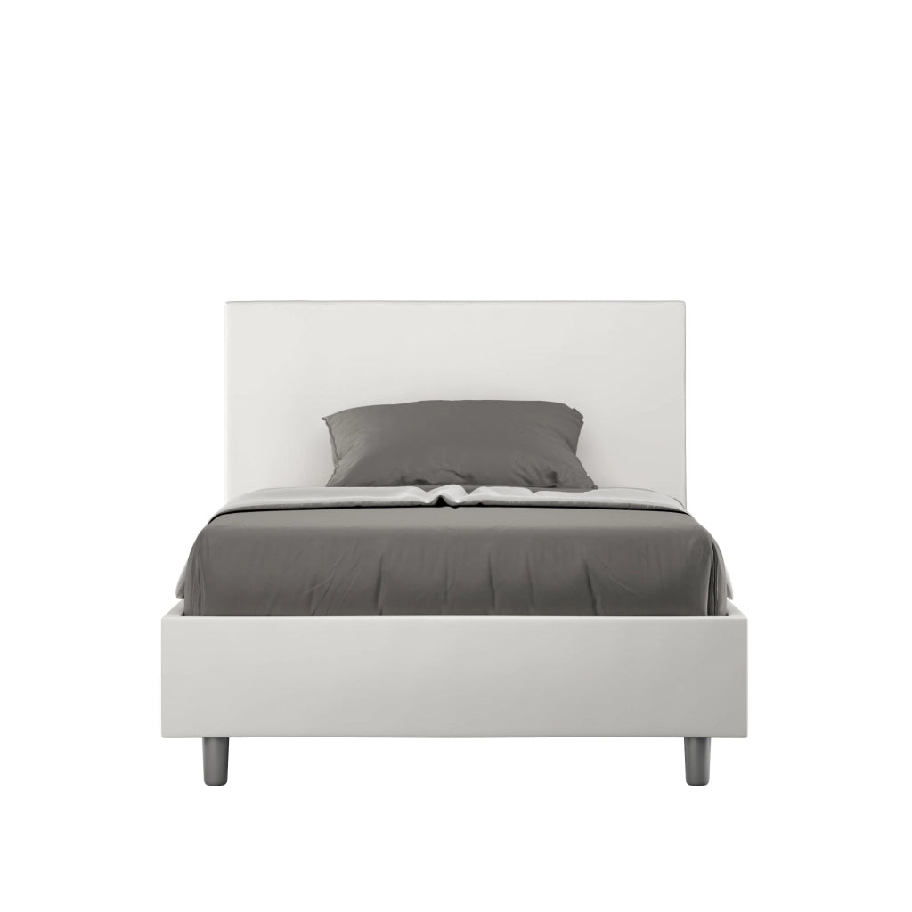 Letto 1 Piazza e Mezzo 120x190 cm con Rete e Contenitore Adele Bianco