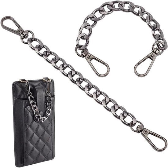 Estensione portafoglio - 2 pezzi - gunmetal - catena di allungamento della tasca - lega di alluminio - catena portafoglio - catena di allungamento a mano - cintura della tasca in metallo - pinze di riserva.