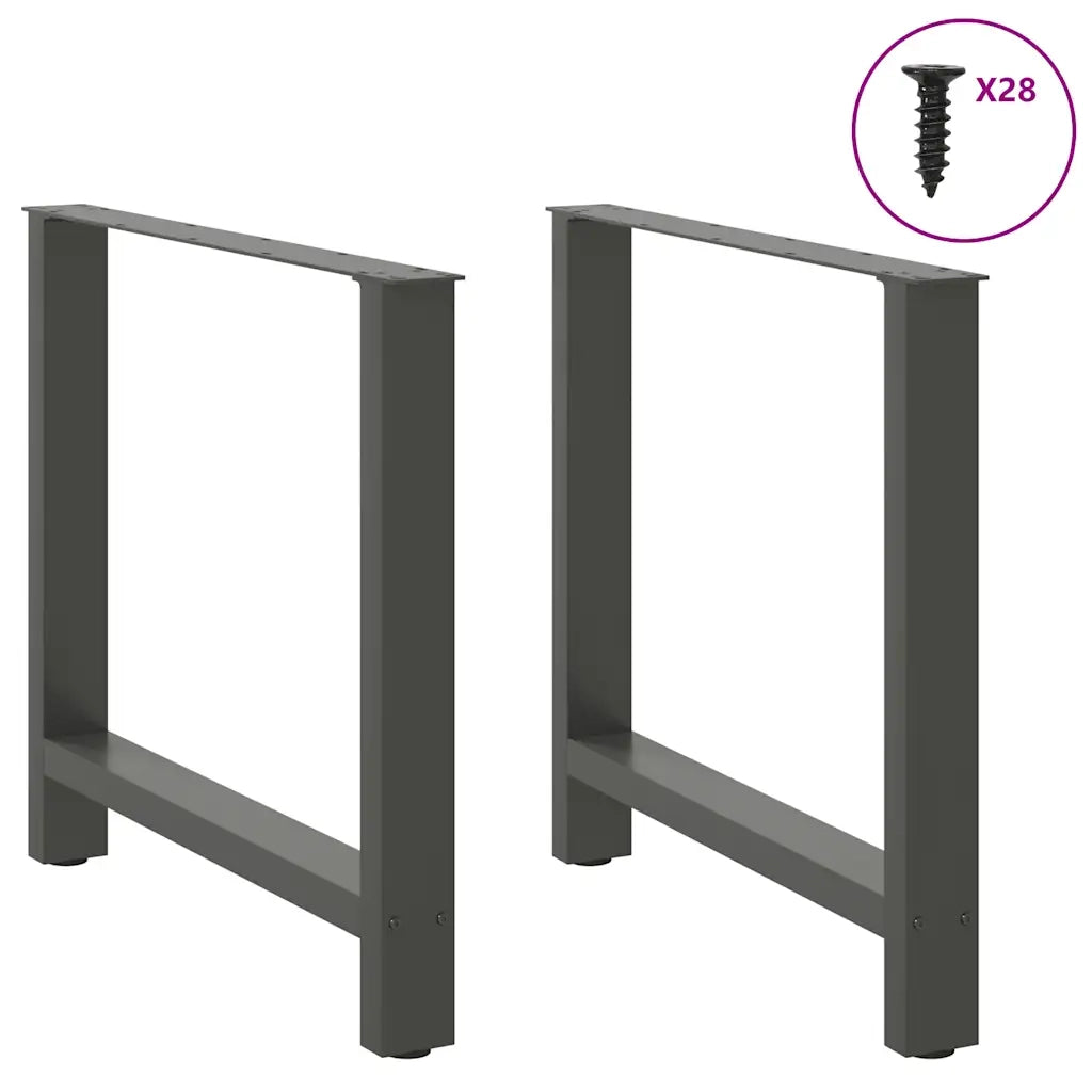 Gambe per tavolo da pranzo antracite 2 pz | Piede del tavolo 70x(72-73) cm in acciaio