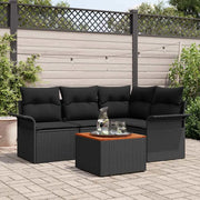 Set Divano da Giardino con archiviazione 5 pcs Nero polyrattan 3355993