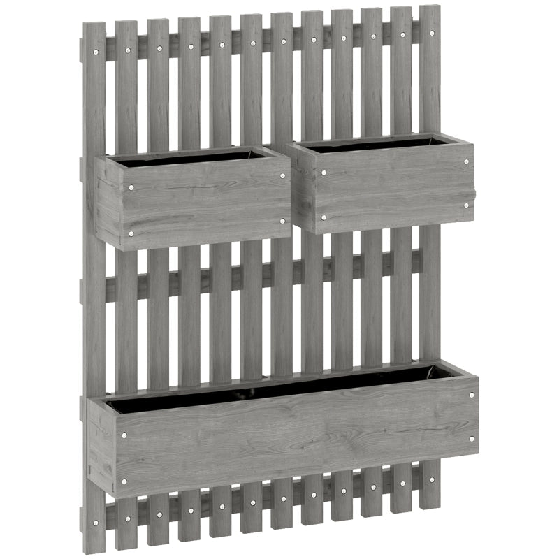 Set di fioriere da parete, liberamente riposizionabili, in legno massello, 60 x 16 x 80 cm