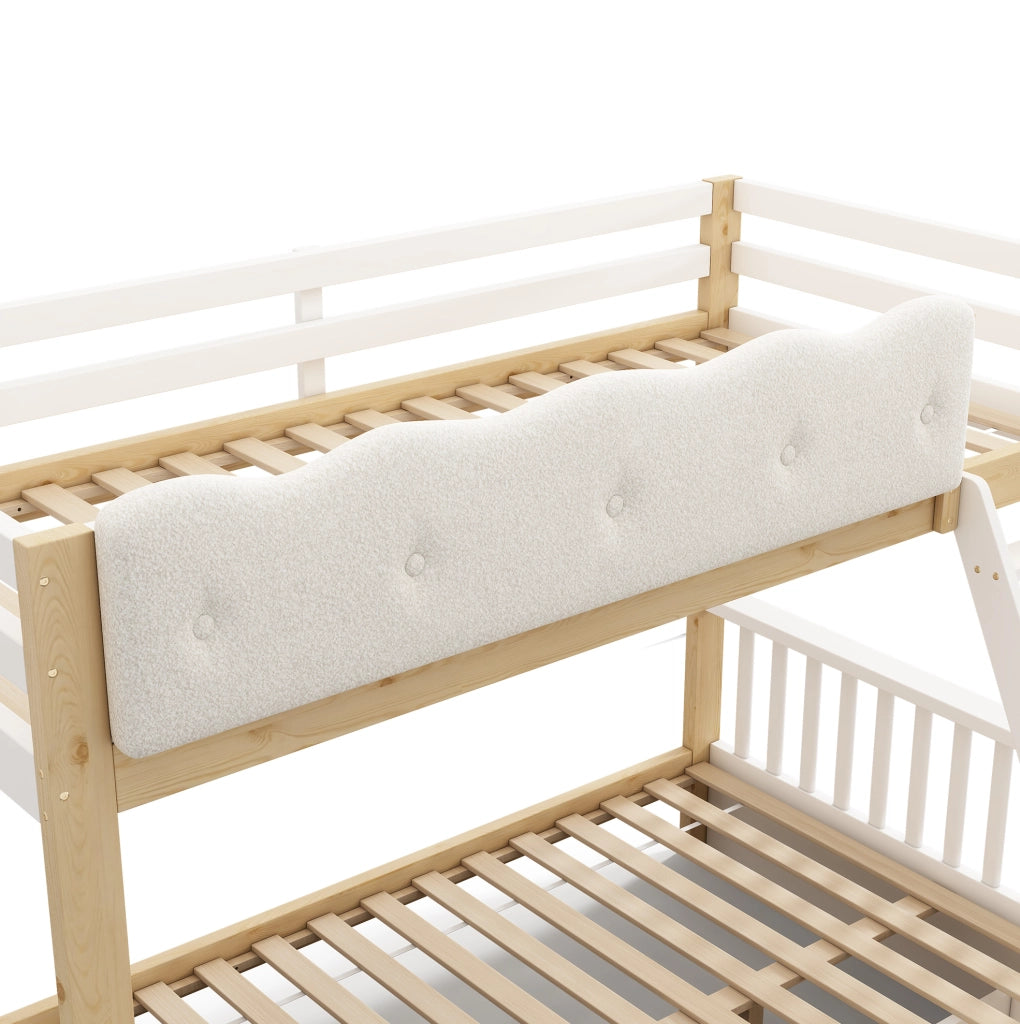 Letto a castello bambini 90x200/140x200 cm con cassetti e porta riviste bianco e rovere HOMVRA