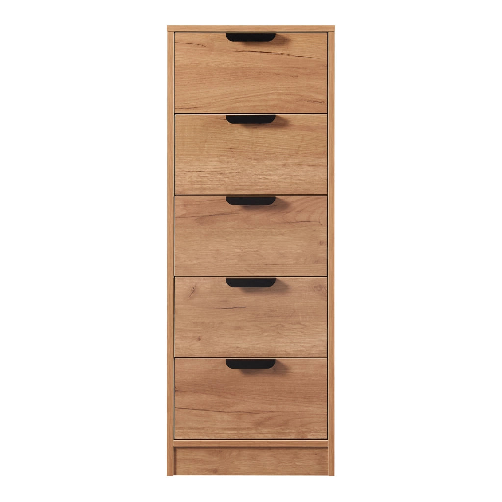 Comò Varkaus con 5 Cassetti - Effetto Rovere [en.casa]