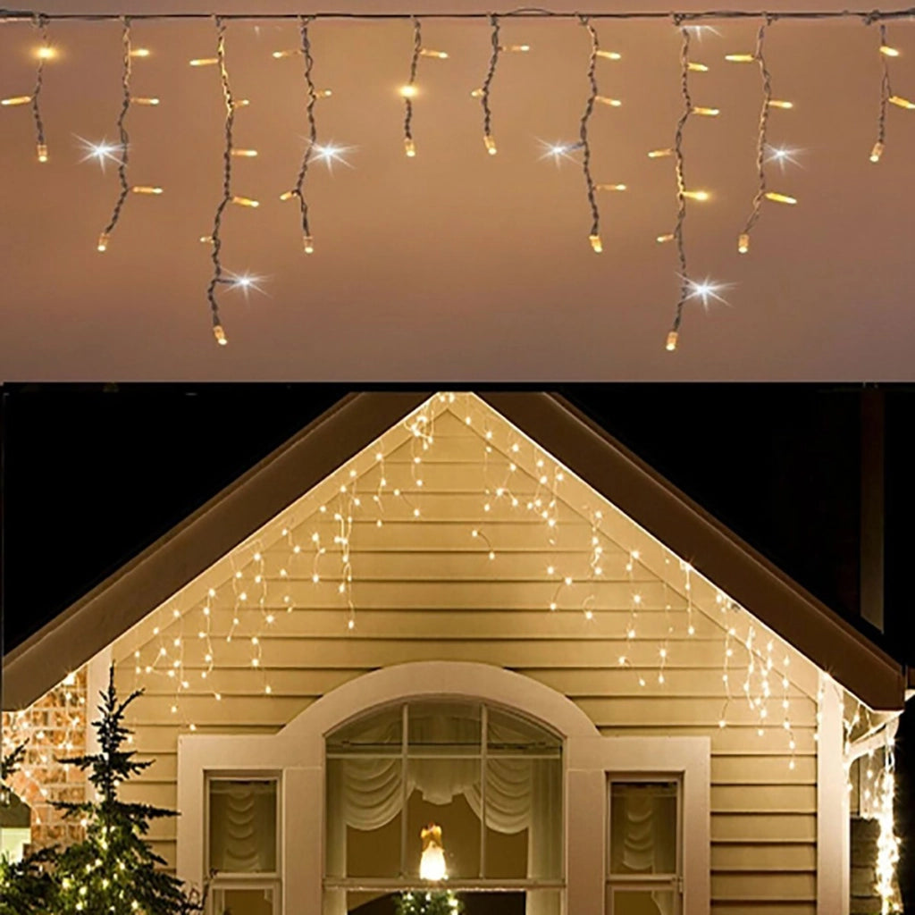 TENDA LUMINOSA ESTERNO 150 LED NATALE BIANCO CALDO FISSO E FREDDO INTERMITTENTE