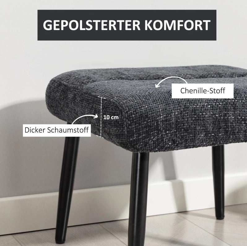 Sgabello imbottito in tessuto chenille grigio scuro