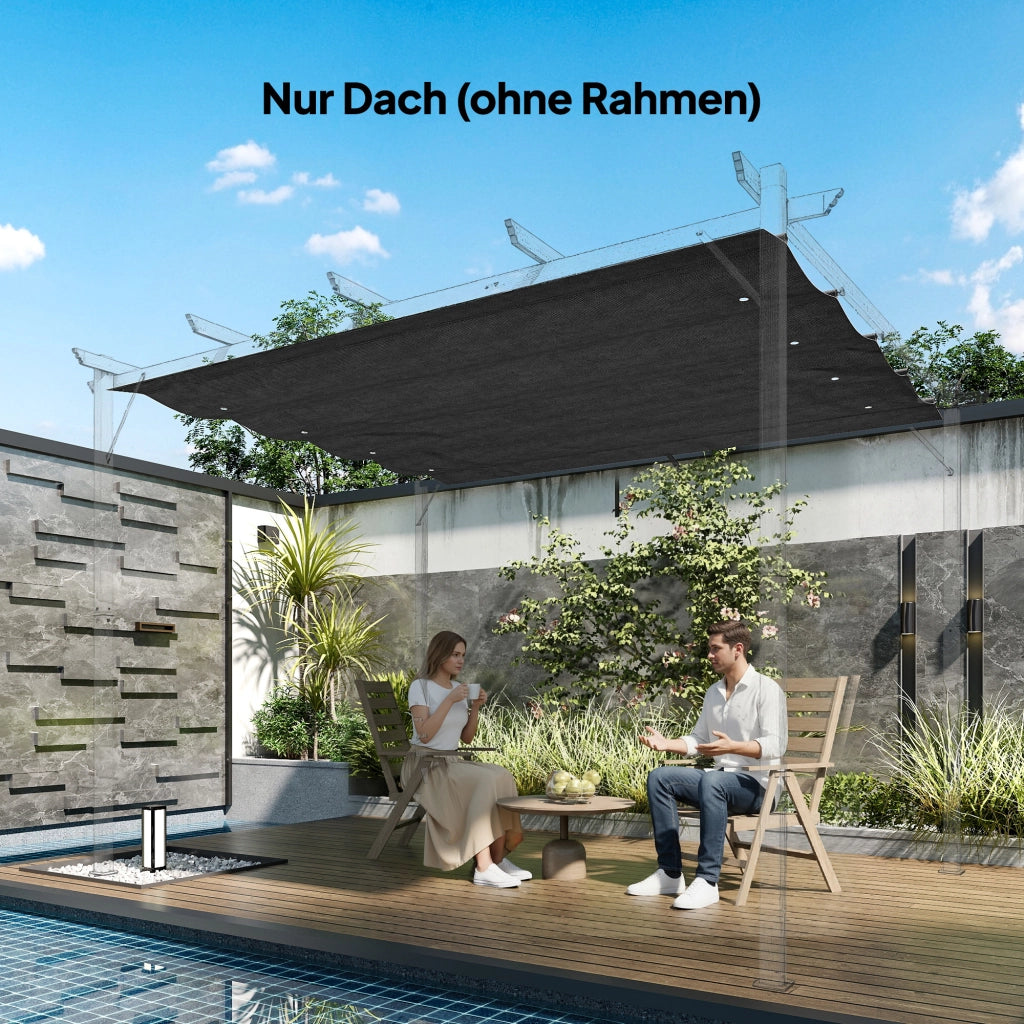 Telo di Ricambio per Gazebo da Giardino 2,85 x 2 m in Poliestere Grigio Scuro Tettoia Estensibile Resistente Facile da Montare