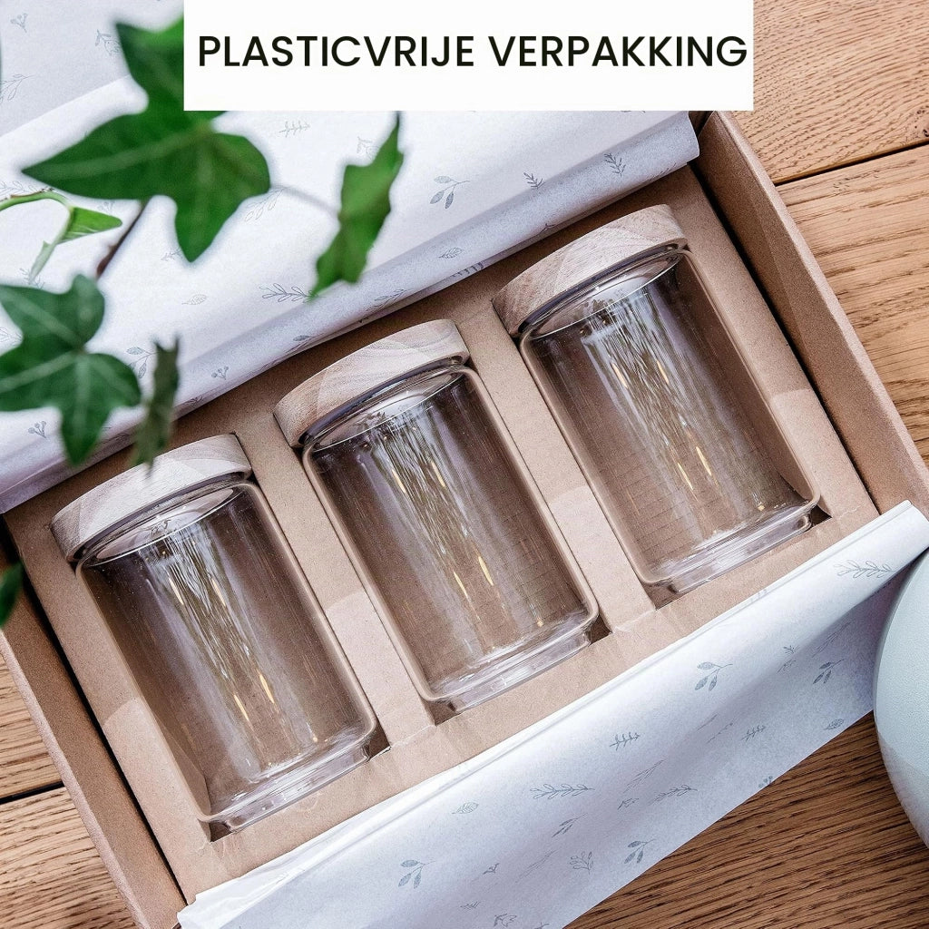 Set di contenitori per alimenti, 4 pezzi, in vetro borosilicato, capacità: 1000/700/500/300 ml