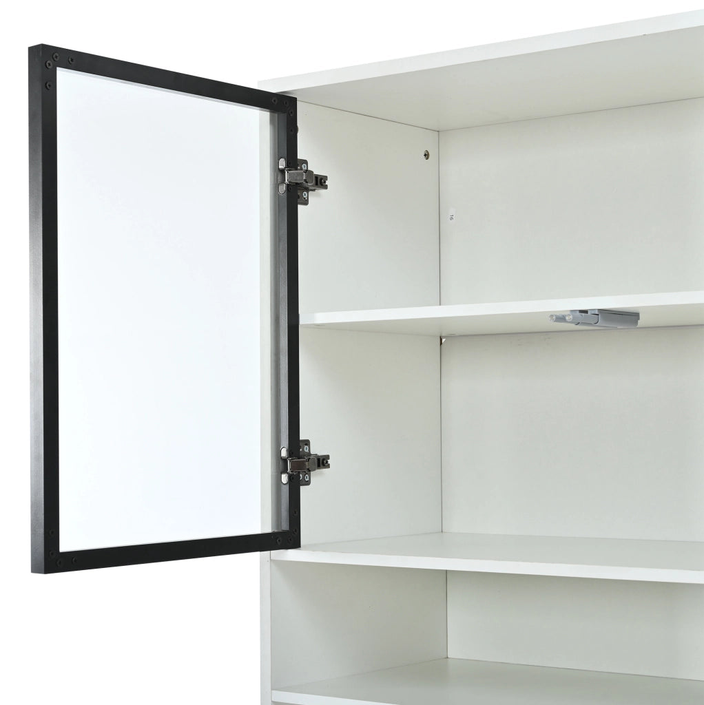 VETRINA con LED RGB 80x35x200 cm in MDF Bianco