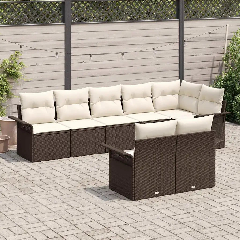 Set Divano da Giardino 8 pcs Marrone polyrattan