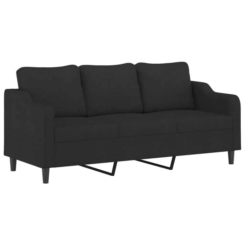 Set Divani 2 pz con Cuscini Nero in Tessuto 3201854
